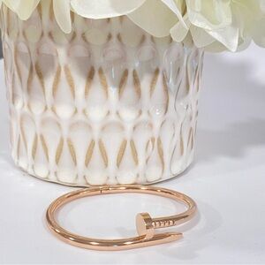 Stainless Steel Nail shaped Cuff Bracelet in Rose gold tone